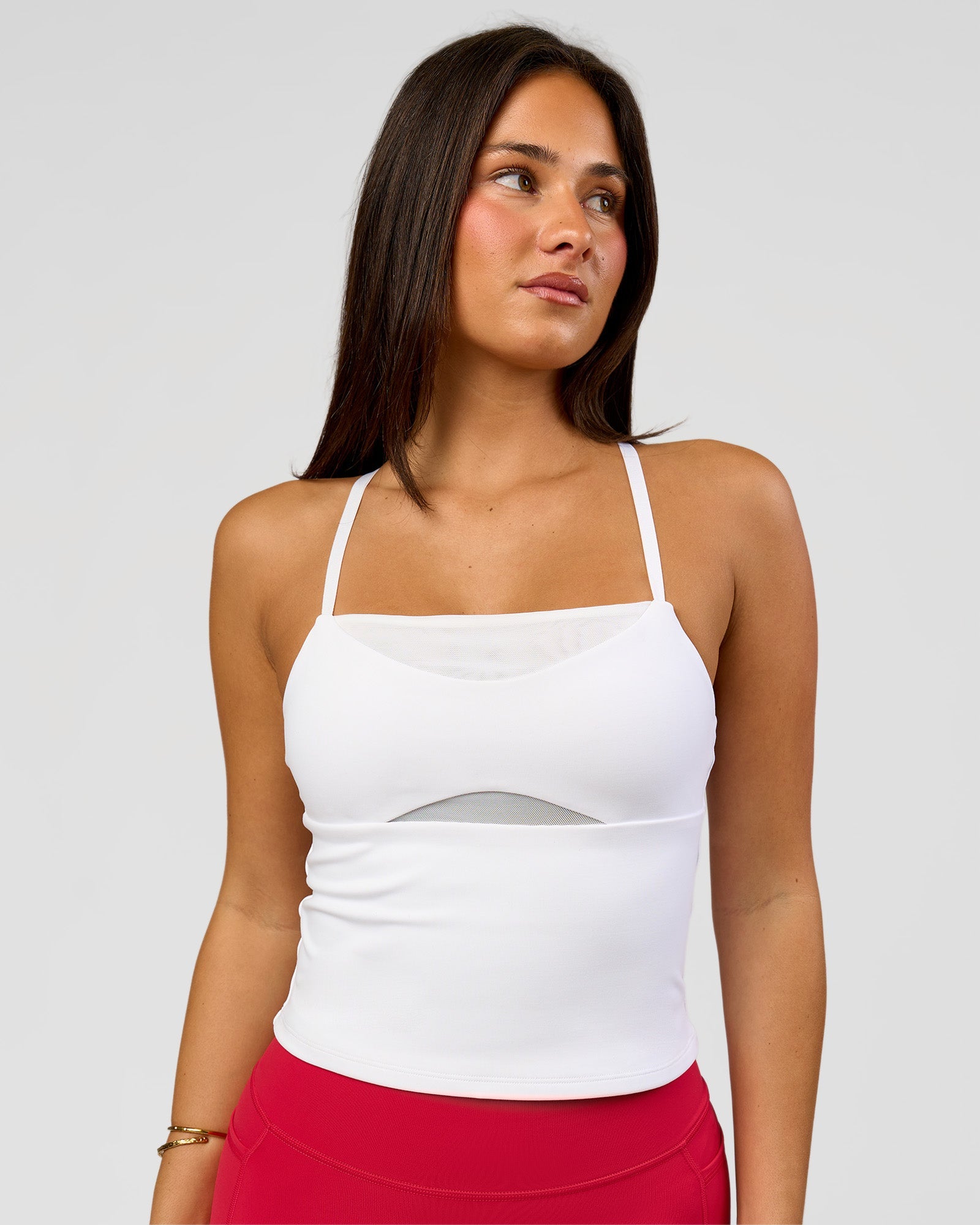 Podium Mesh Shelf Bra Tank - White | LSKD – LSKD US