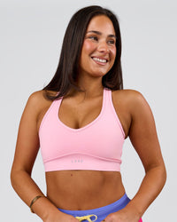 Woman wearing Stamina Amplify Sports Bra - Pink Rose | Model:Bianca | Size:S | Thumbnail Index: 4