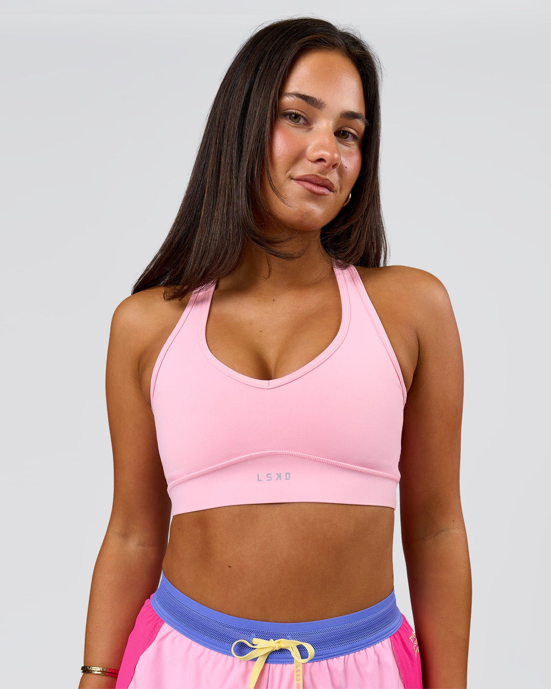 Woman wearing Stamina Amplify Sports Bra - Pink Rose | Model:Bianca | Size:S - view 7