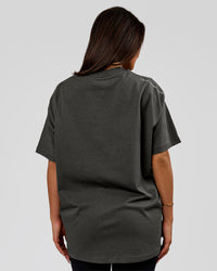Woman wearing Strata Heavyweight Oversized Tee - Onyx | Model:Bianca | Size:S | Thumbnail Index: 9