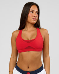 Woman wearing Unstoppable Racerback Sports Bra - Scarlet | Model:Bianca | Size:S | Thumbnail Index: 11