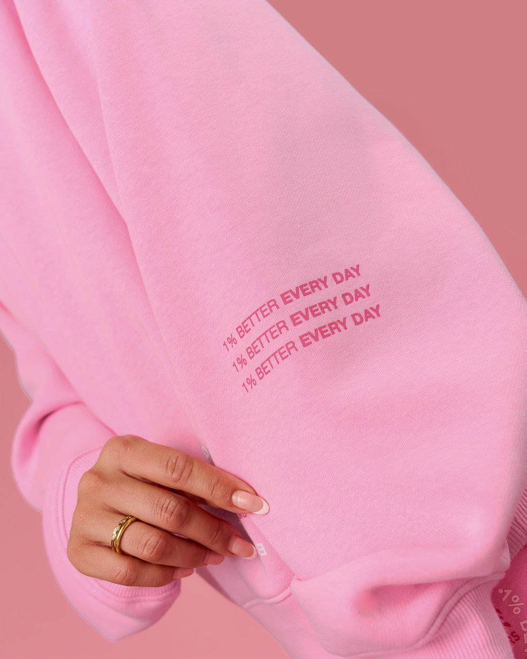 Woman wearing We Rise Oversized Sweater - Pink Rose-We Rise | Model:Bianca | Size:S - view 11