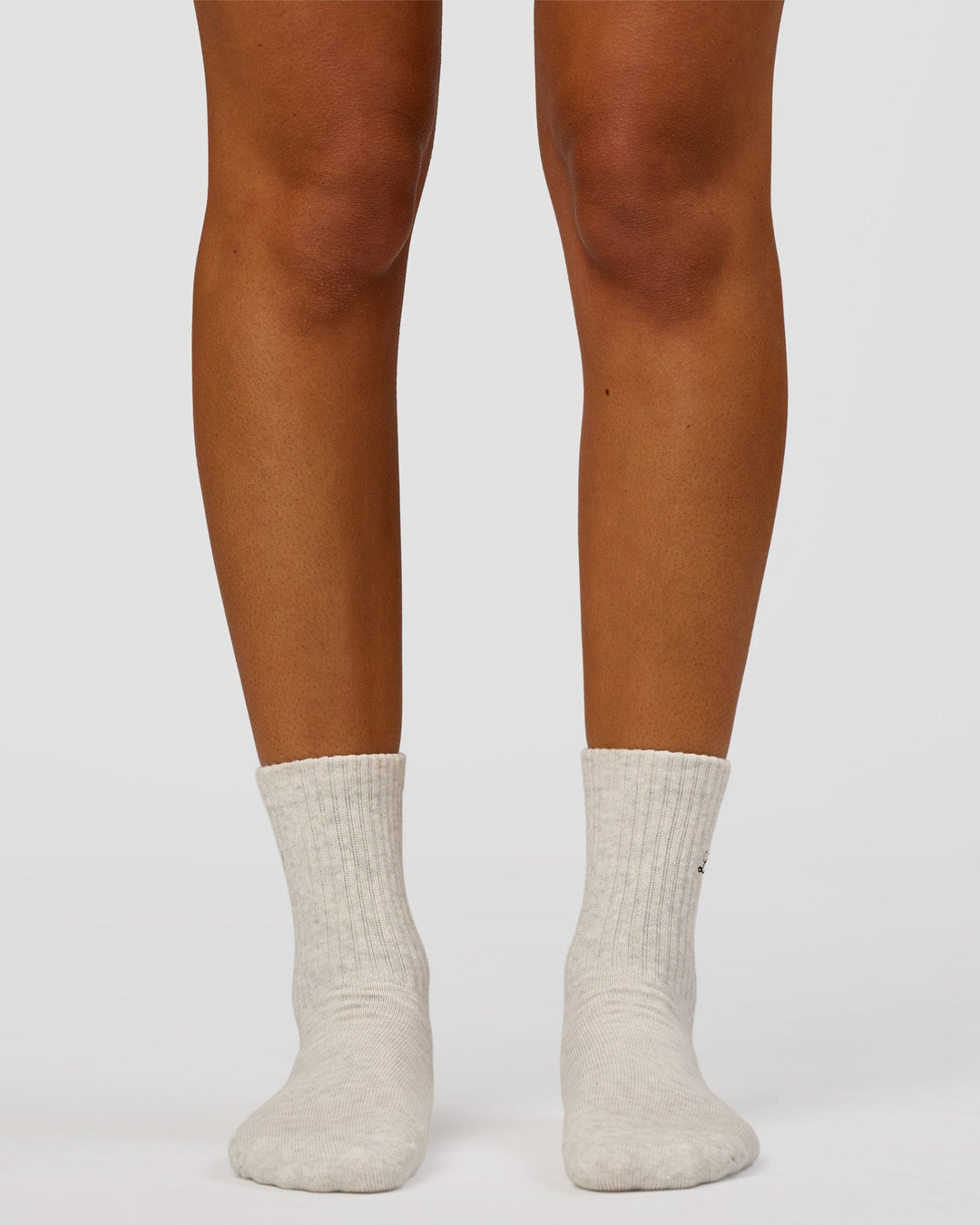 Woman wearing Script Quarter Socks 3 Pack 2.0 - Black-Grey-White | Model:Charli | Size:S