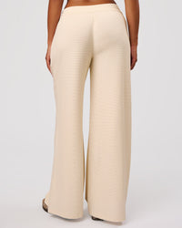 Woman wearing CloudWaffle Wide Leg Pants - Vanilla Bean | Model:Jordan | Size:S | Thumbnail Index: 1