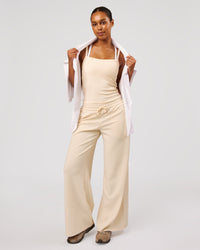 Woman wearing CloudWaffle Wide Leg Pants - Vanilla Bean | Model:Jordan | Size:S | Thumbnail Index: 2