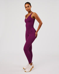 Woman wearing Elixir High-Rise Full Length Legging Pockets - Plum Caspia | Model:Jordan | Size:S | Thumbnail Index: 6