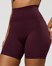 Woman wearing Fusion Ultra High-Rise 6" Short Pockets - Cherry Lacquer | Model:Jordan | Size:S | Thumbnail Index: 1
