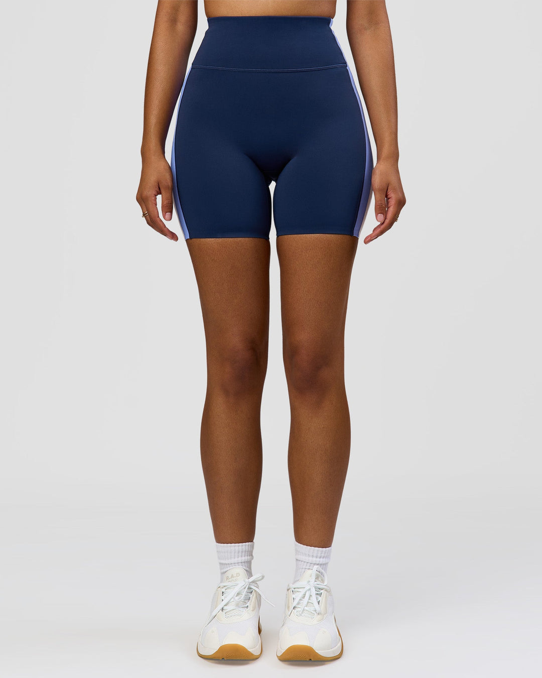 Woman wearing Revitalise Ultra High-Rise 6" Short - Future Navy-Bluebell | Model:Jordan | Size:S - view 5