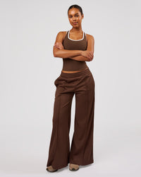 Woman wearing Urban Wide Leg Track Pant - Hot Chocolate-Open Air | Model:Jordan | Size:S | Thumbnail Index: 2