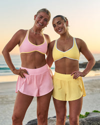 Woman wearing Luminous Sports Bra - Pink Rose-Lemon | Model:Millie | Size:S | Thumbnail Index: 6