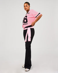 Woman wearing Playmaker V-Neck Jersey - Pink Rose-Black | Model:Rosie | Size:S | Thumbnail Index: 3