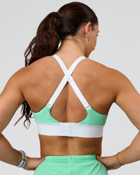 Woman wearing Accelerate Sports Bra - Jelly Mint-White | Model:Summer | Size:S | Thumbnail Index: 1