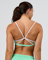 Woman wearing Tempo Sports Bra - Jelly Mint-White | Model:Summer | Size:S | Thumbnail Index: 1