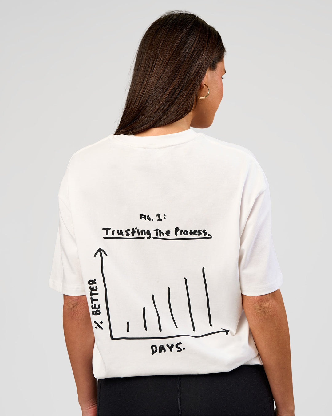 Woman wearing Andrew J. Steel x LSKD Heavyweight FLXCotton Oversized Tee - White | Model:Bianca | Size:XS - view 6