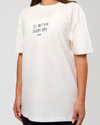 Woman wearing Andrew J. Steel x LSKD Heavyweight FLXCotton Oversized Tee - White | Model:Bianca | Size:XS | Thumbnail Index: 9