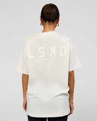 Woman wearing Tonal Legacy Heavyweight Oversized Tee - Off White-Off White | Model:Bianca | Size:XS | Thumbnail Index: 2