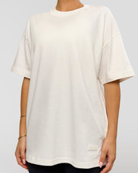 Woman wearing Tonal Legacy Heavyweight Oversized Tee - Off White-Off White | Model:Bianca | Size:XS | Thumbnail Index: 10