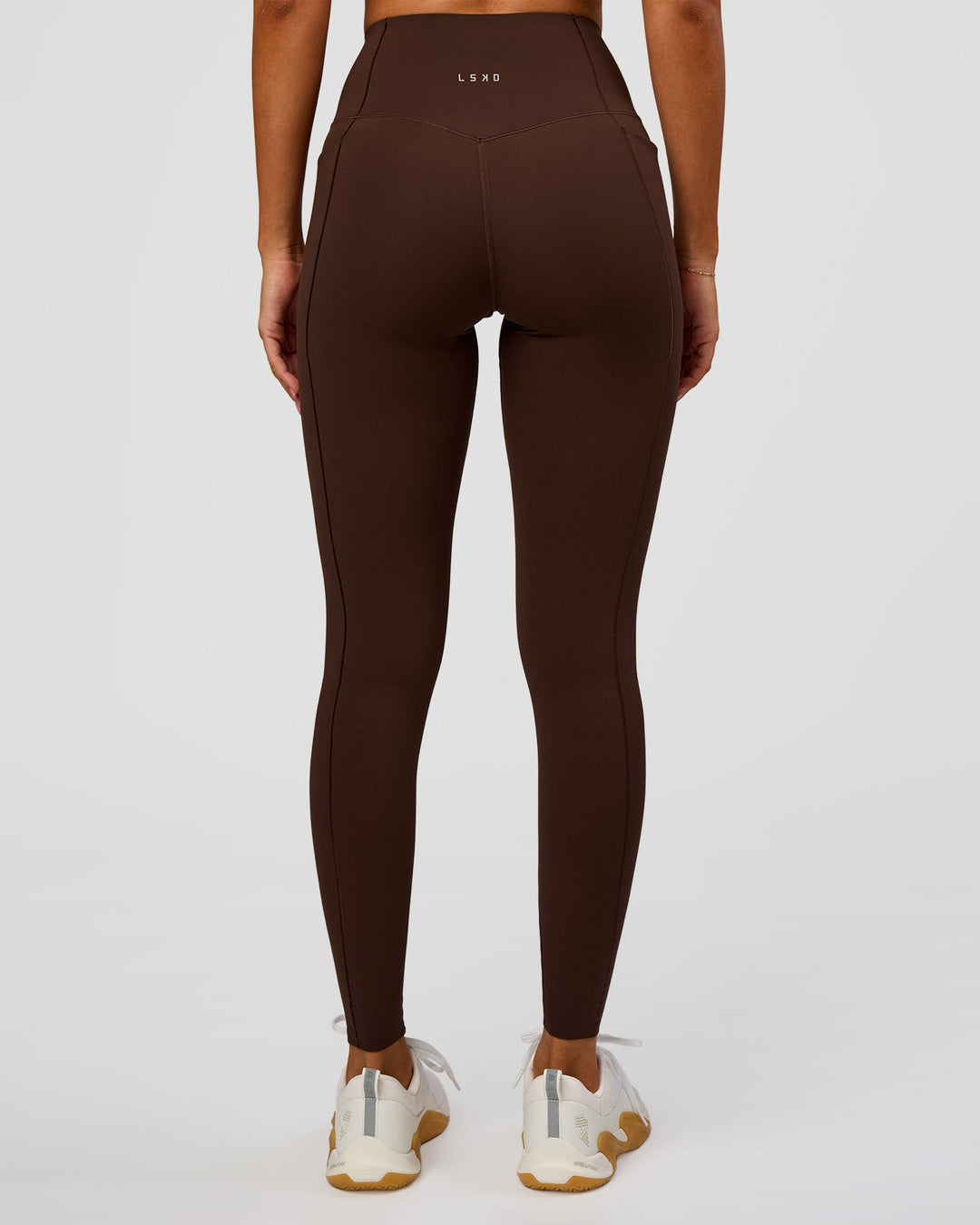 Woman wearing Fusion Bonded High-Rise Full Length Legging Pockets - Hot Chocolate | Model:Brylee | Size:XS - view 7