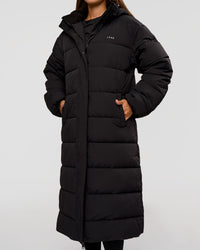 Woman wearing Go-To Puffer Long Jacket - Black | Model:Brylee | Size:XS | Thumbnail Index: 8