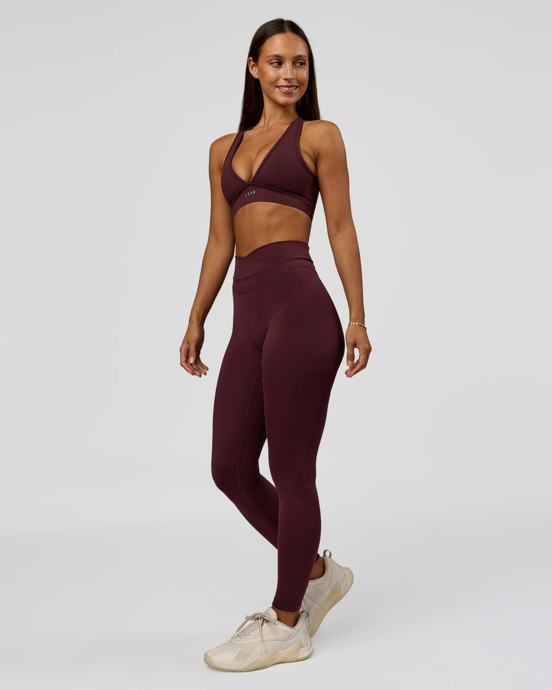 Woman wearing Stamina Sports Bra - Cherry Lacquer | Model:Brylee | Size:XS - view 6