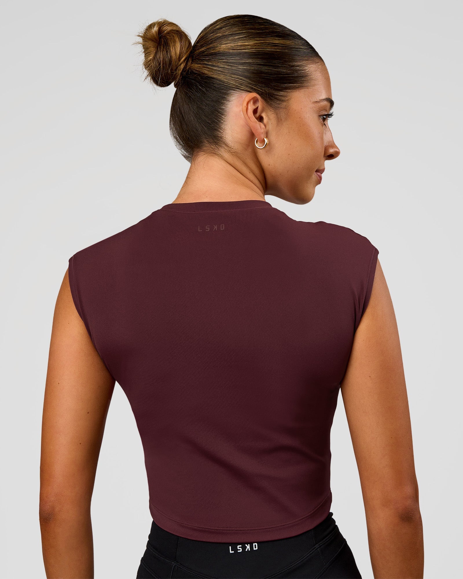 All Day Cropped Sleeve Top - Cherry Lacquer | LSKD – LSKD US