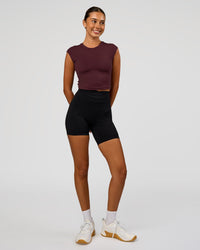 Woman wearing All Day Cropped Sleeve Top - Cherry Lacquer | Model:Charli | Size:XS | Thumbnail Index: 6