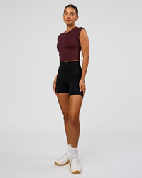 Woman wearing All Day Cropped Sleeve Top - Cherry Lacquer | Model:Charli | Size:XS | Thumbnail Index: 7