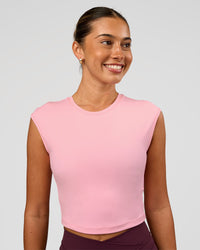 Woman wearing All Day Cropped Sleeve Top - Pink Rose | Model:Charli | Size:XS | Thumbnail Index: 4