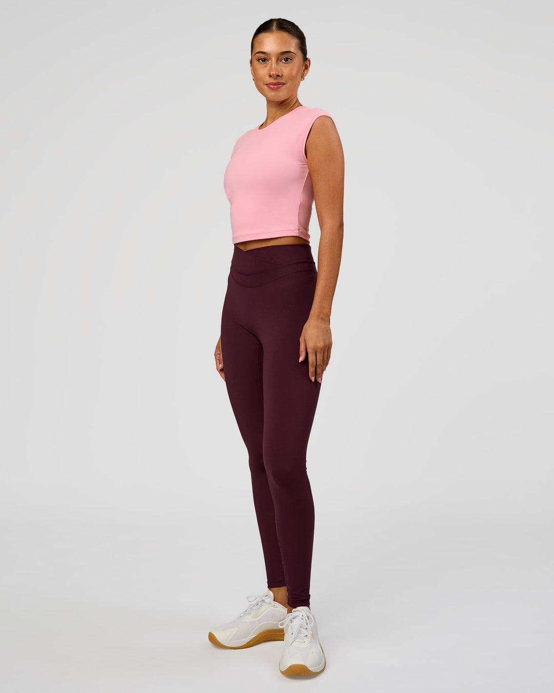 Woman wearing All Day Cropped Sleeve Top - Pink Rose | Model:Charli | Size:XS - view 8