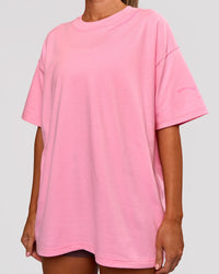 Woman wearing Bree Heavyweight Oversized Tee - Pink Rose | Model:Charli | Size:XS | Thumbnail Index: 12