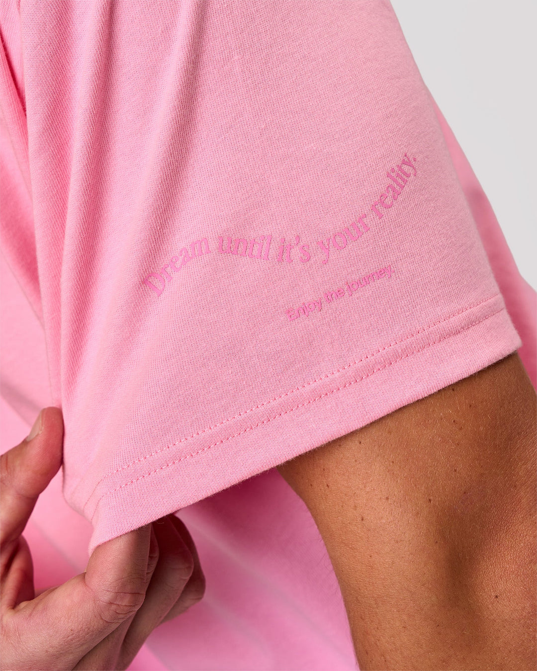 Woman wearing Bree Heavyweight Oversized Tee - Pink Rose | Model:Charli | Size:XS - view 15