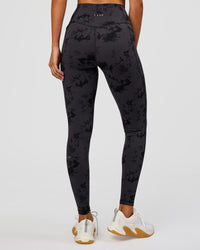 Woman wearing Fusion Ultra High-Rise Full Length Legging Pockets - Black Tie Dye | Model:Charli | Size:XS | Thumbnail Index: 10