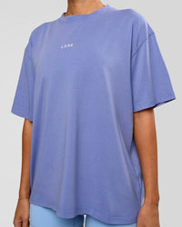 Woman wearing Go-To FLXCotton Oversized Tee - Bluebell Washed-White | Model:Charli | Size:XS | Thumbnail Index: 5