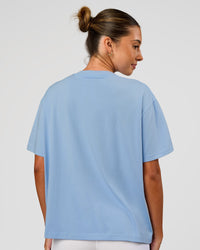 Woman wearing Go-To Script FLXCotton Oversized Tee - Open Air | Model:Charli | Size:XS | Thumbnail Index: 4
