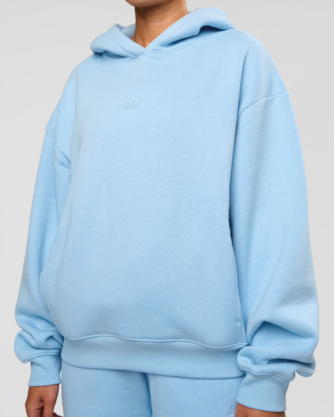 Woman wearing Go-To Script Oversized Hoodie - Open Air | Model:Charli | Size:XS - view 4