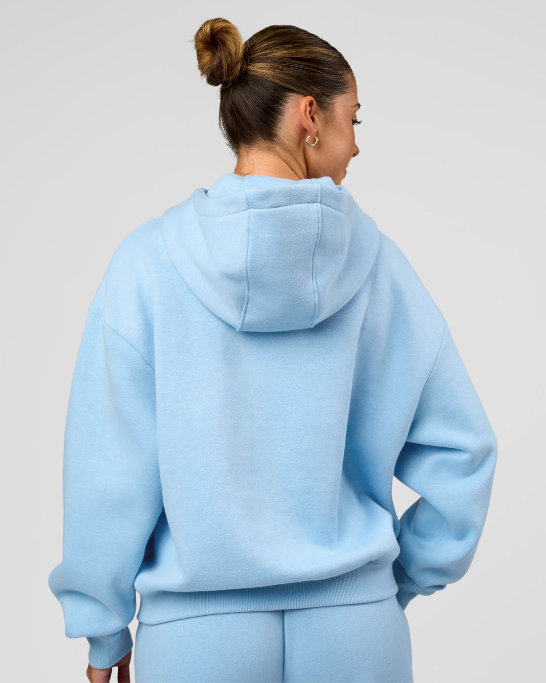 Woman wearing Go-To Script Oversized Hoodie - Open Air | Model:Charli | Size:XS - view 3