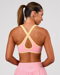 Woman wearing Luminous Sports Bra - Pink Rose-Lemon | Model:Charli | Size:XS | Thumbnail Index: 7