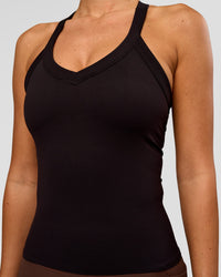 Woman wearing Luxe Comfort Shelf Bra Tank  - Black | Model:Charli | Size:XS | Thumbnail Index: 1