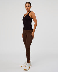 Woman wearing Luxe Comfort Shelf Bra Tank  - Black | Model:Charli | Size:XS | Thumbnail Index: 4