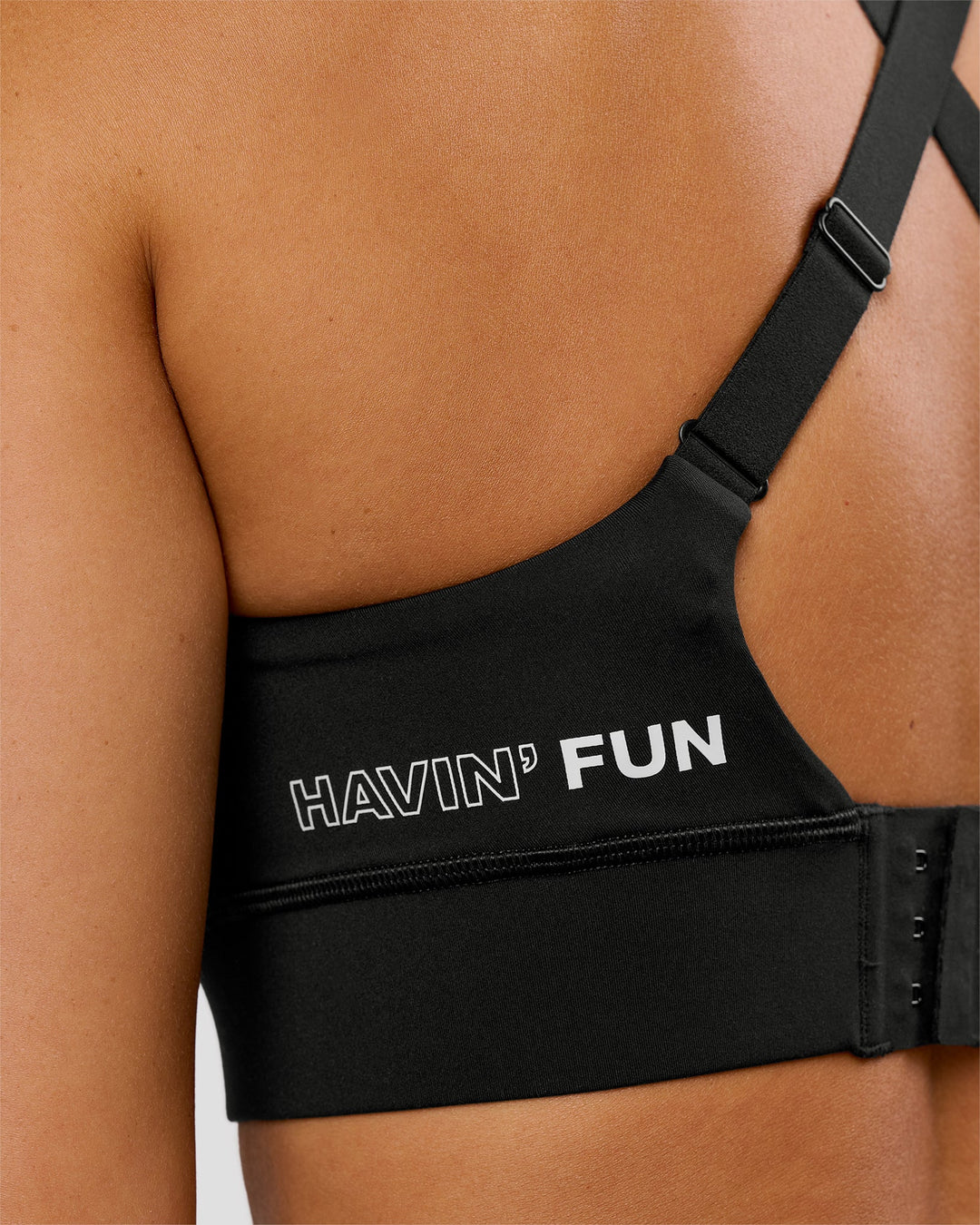 Woman wearing Movember x LSKD Accelerate Sports Bra - Black | Model:Charli | Size:XS - view 5