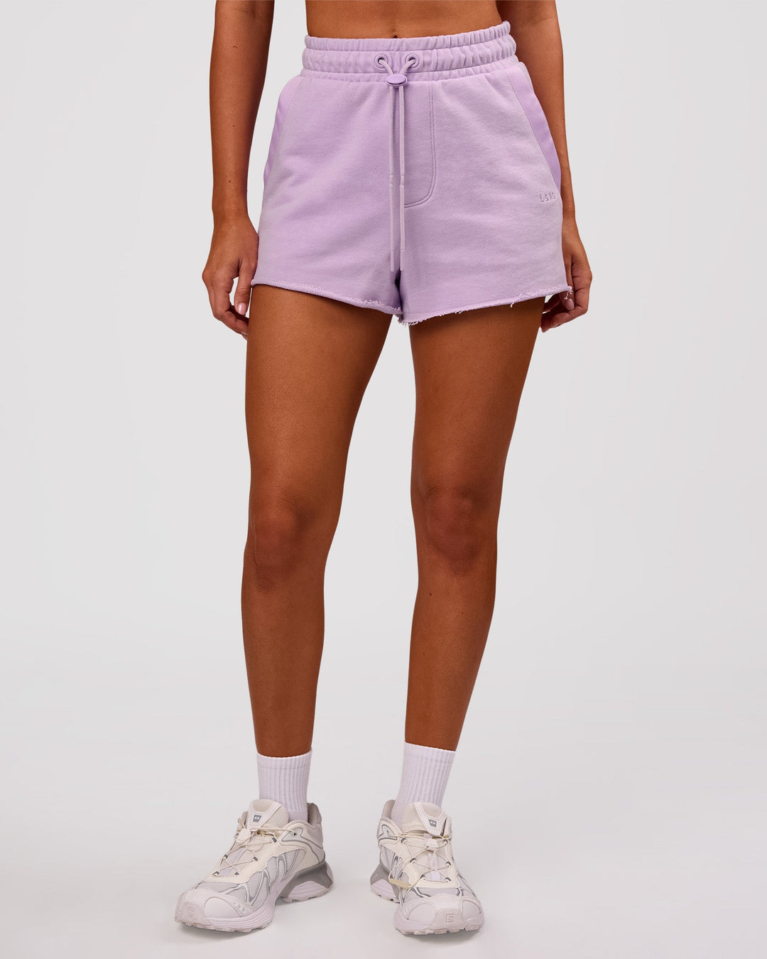 Woman wearing MVP Elite Terry Short - Pale Lilac | Model:Charli | Size:XS - view 3