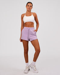 Woman wearing MVP Elite Terry Short - Pale Lilac | Model:Charli | Size:XS | Thumbnail Index: 3
