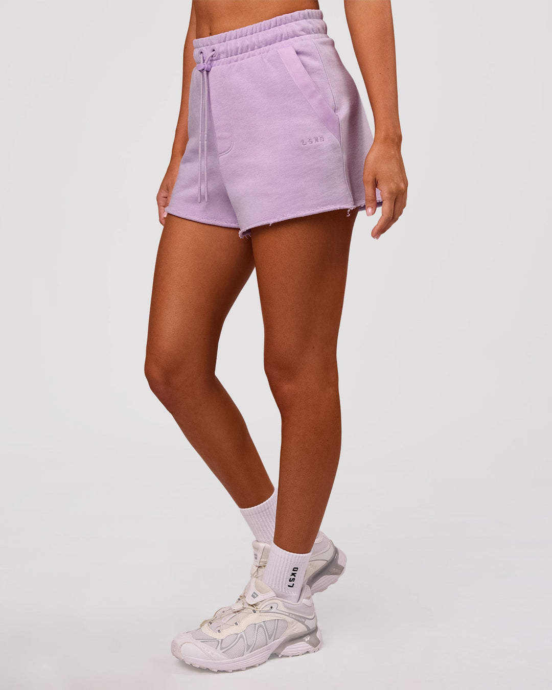 Woman wearing MVP Elite Terry Short - Pale Lilac | Model:Charli | Size:XS - view 5