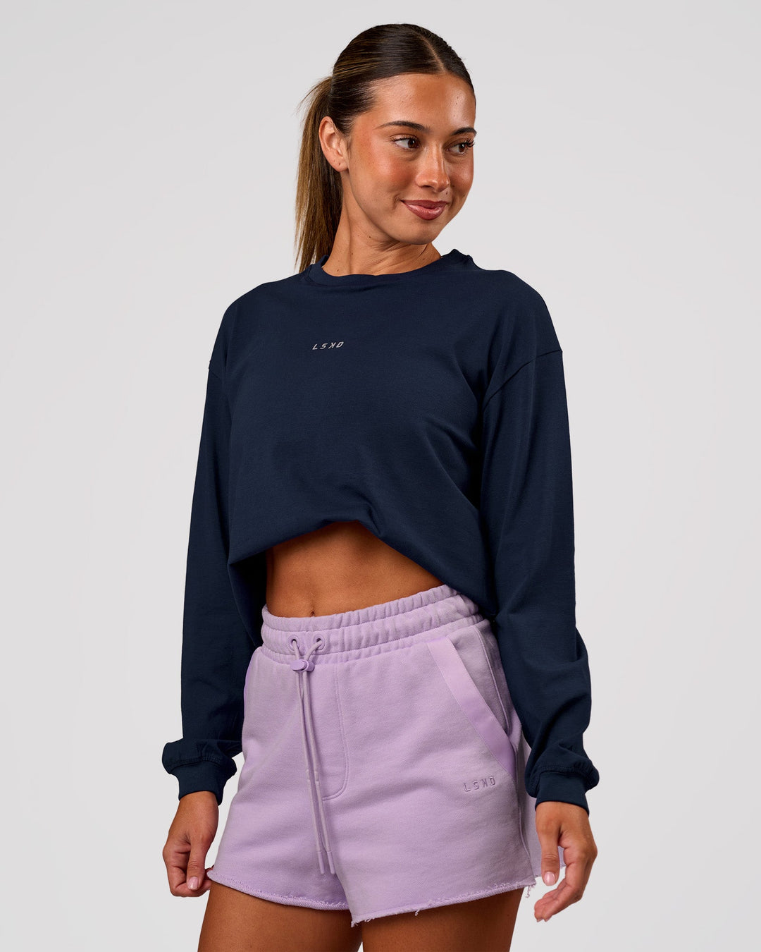Woman wearing MVP Elite Terry Short - Pale Lilac | Model:Charli | Size:XS - view 9