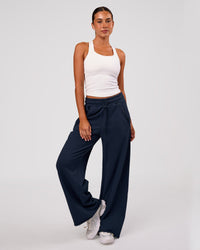 Woman wearing MVP Elite Terry Wide Leg Pant - Future Navy | Model:Charli | Size:XS | Thumbnail Index: 1