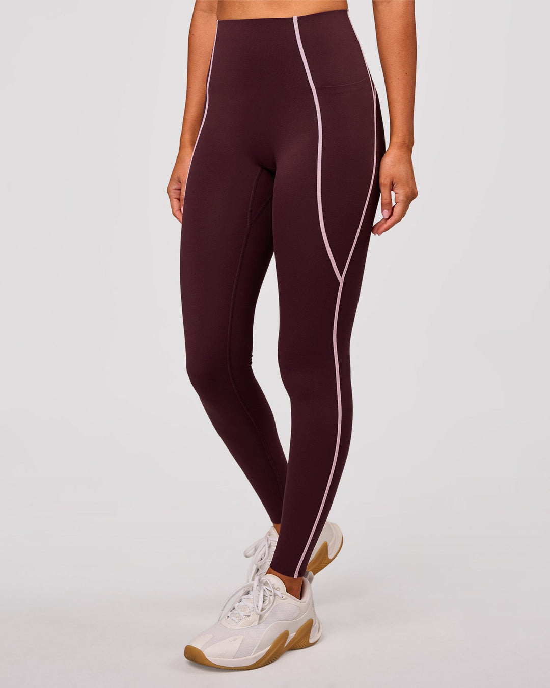 Woman wearing Power Ultra High-Rise Full Length Legging Pockets - Cherry Lacquer-Pink Rose | Model:Charli | Size:XS - view 1