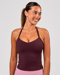 Woman wearing Unleash Shelf Bra Tank - Cherry Lacquer | Model:Charli | Size:XS | Thumbnail Index: 1