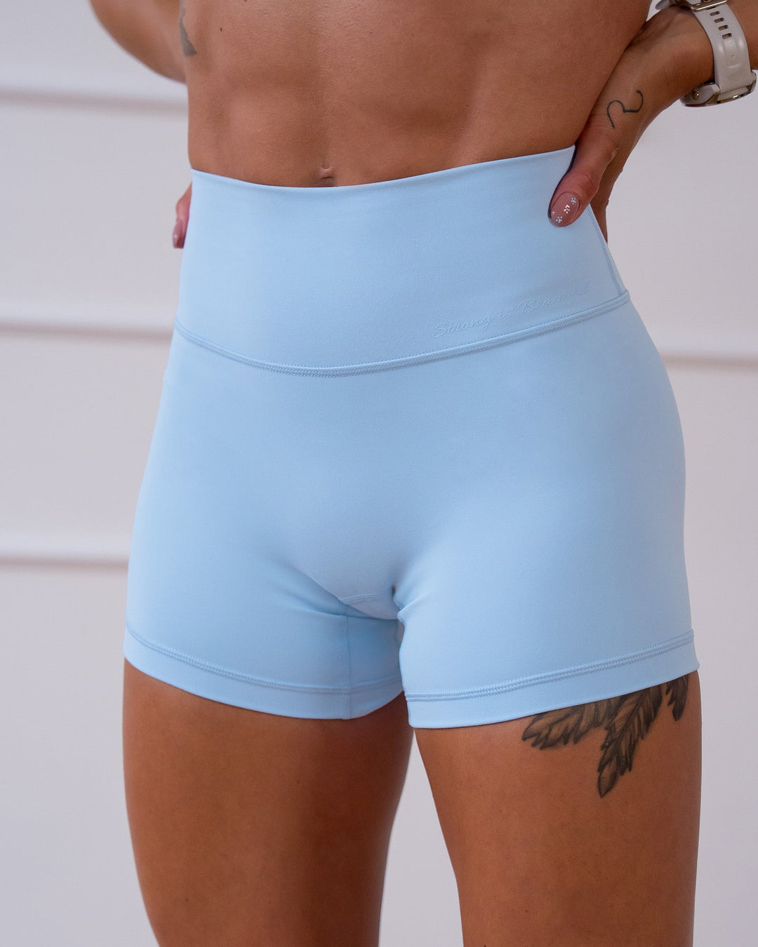 Woman wearing Strong is Beautiful Fusion High-Rise 4" Short - Open Air | Model:Charlotte | Size:XS - view 11