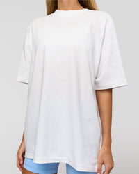 Woman wearing Strong is Beautiful Heavyweight Oversized Tee - White | Model:Georgia | Size:XS | Thumbnail Index: 11