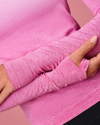 Woman wearing AeroFLX+ Seamless Long Sleeve Tee - Ultra Pink/Marshmallow Dip Dye | Model:Issy | Size:XS | Thumbnail Index: 4